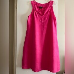 Tommy Bahama Linen Fuchsia Sleeveless Dress L Embroidered Detail